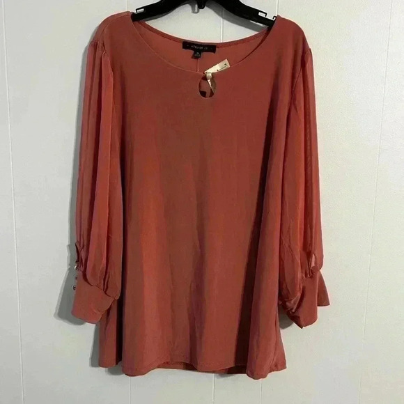 Women’s size XL. Blouse, plush, pink, sheer arms, new with‎ tags. Atelier 29 - Picture 1 of 6